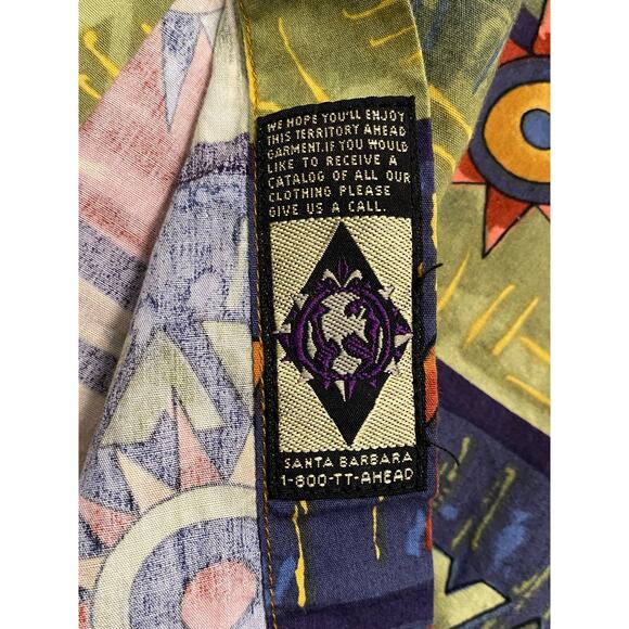 Vintage 90s The Territory Ahead Tribal Aztec Print Button Up Shirt L Grunge SW - Picture 3 of 8